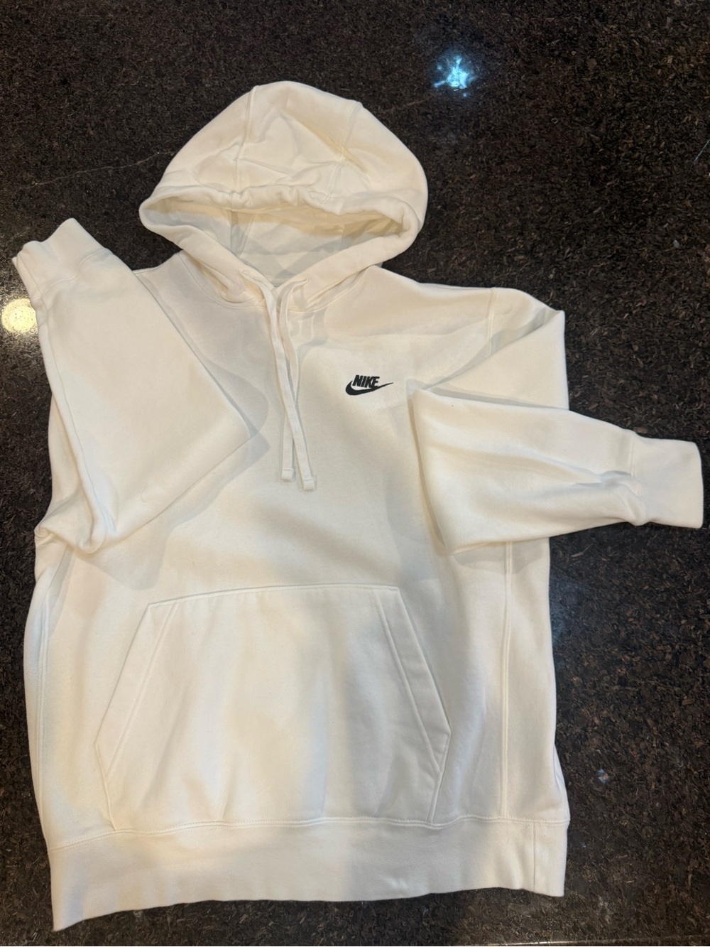 Nike Men's whiteHoodie with Black Swoosh